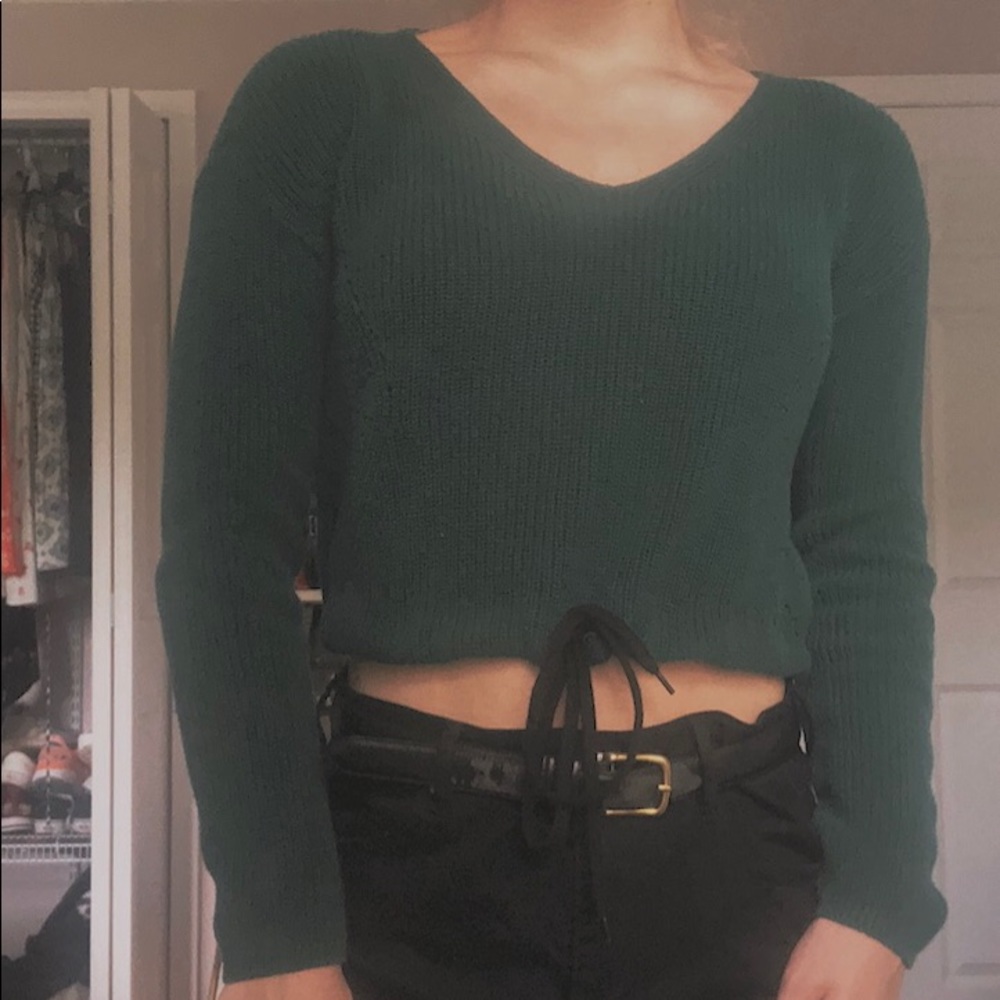 drawstring waist knit sweater